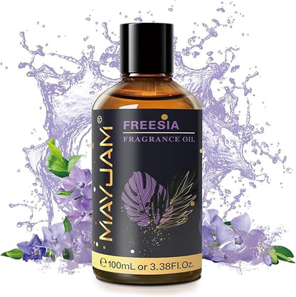 MAYJAM 100ML/3.38FL.OZ Freesia Fragrance Oils with Glass Dropper, Essential Oils for Diffusers for Home, Long Lasting Scented Oils for Diffusers Soap Candle Making