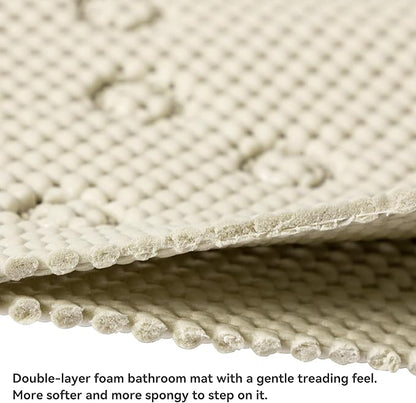 Double Layer Foam Non Slip Bathtub Mat 37x17in, More Comfortable and Thicker Tub Mat Than Ordinary Foam Shower Mat, Bath Mat for Tub with Suction for Comfort and Safety (Ivory, 36'' x 17'')
