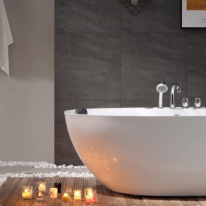 Empava 71 inch Acrylic Freestanding Tub Hydromassage Gracefully Oval Shaped Whirlpool 7 Water Jets Soaking SPA, Double-Ended Massage Bathtub with Black Pillow, Boat Shape,ETL Certified