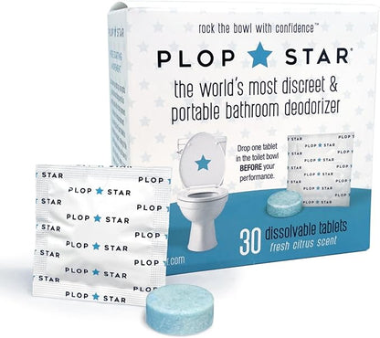 Odor Eliminating Toilet Tablets, Shark Tank Bathroom Deodorizer with Citrus Essential Oils, Individually-Wrapped Toilet Deodorizer, Single-Use Bathroom Odor Eliminator, 30 Tablets