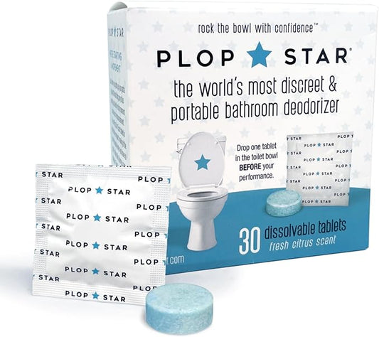 Odor Eliminating Toilet Tablets, Shark Tank Bathroom Deodorizer with Citrus Essential Oils, Individually-Wrapped Toilet Deodorizer, Single-Use Bathroom Odor Eliminator, 30 Tablets