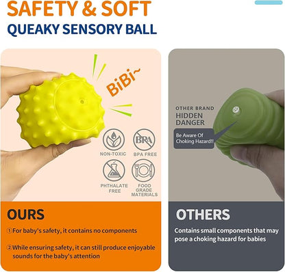 Sensory Balls for Toddlers 1-3, Sensory Baby Toys 6-12 Months, Infant Squeeze Sensory Toys,Baby Rattle Ball, Baby Teething Sensory Montessori Toys Soft Chew Toy with Rattles for Babies