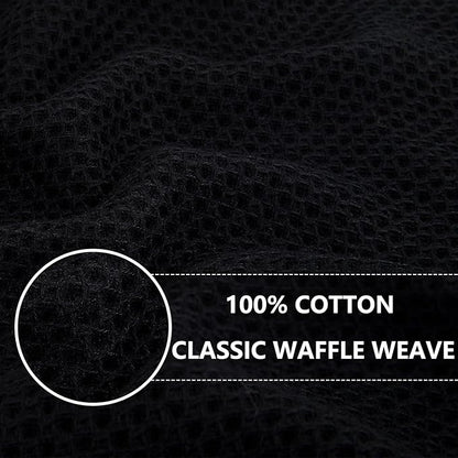 Homaxy 100% Cotton Waffle Weave Kitchen Dish Towels, Ultra Soft Absorbent Quick Drying Cleaning Towel, 13 x 28 Inches, 18-Pack, Black