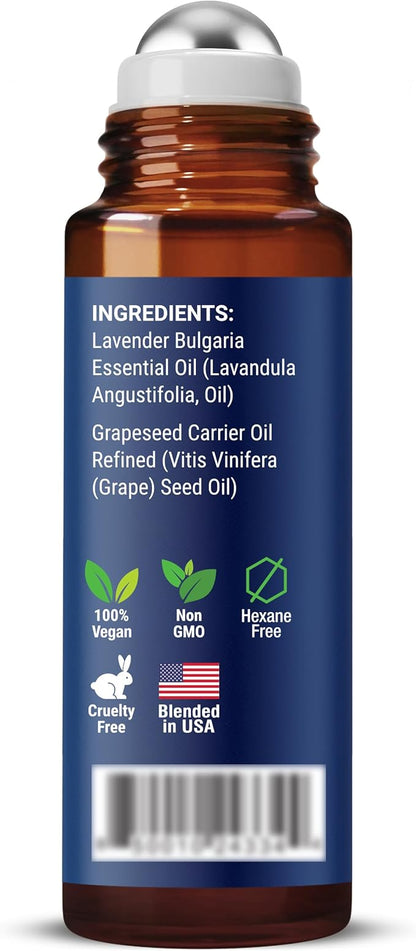 Lavender Essential Oil Roll-On 10 ml - Pure & Natural Blend, Prediluted Roller for Calmness, Relaxation & Skin Care - Nexon Botanics