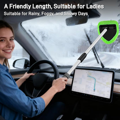XINDELL 24-inch Windshield Cleaner Tool – Upgrade Large Head Car Interior&Exterior Window Cleaning Kit with Extendable Handle & 4 Microfiber Pads, Auto Wiper Brush for Car, Trucks, SUVs, RVs & Home