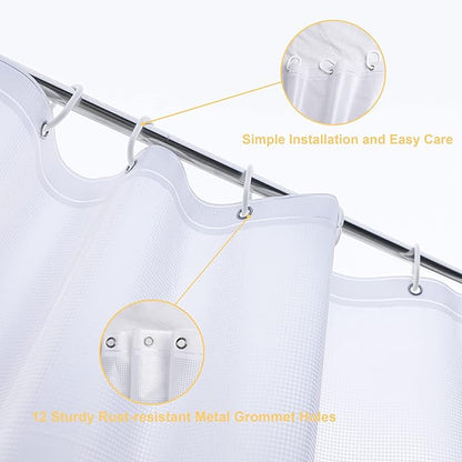 NTBAY EVA Semi-Transparent Clear Shower Curtain with Waffle Weave, Water-Repellent Liner with 3 Magnets for Bathroom, 72x72 Inches