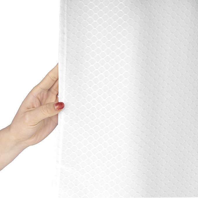 AooHome Extra Long 72x86 Inch Shower Curtain, Fabric Waffle Weave Decor Bath Curtain with Hooks, Weighted Hem, Heavy Weight, Water Repellent, White, 72 Width by 86 Height Inch