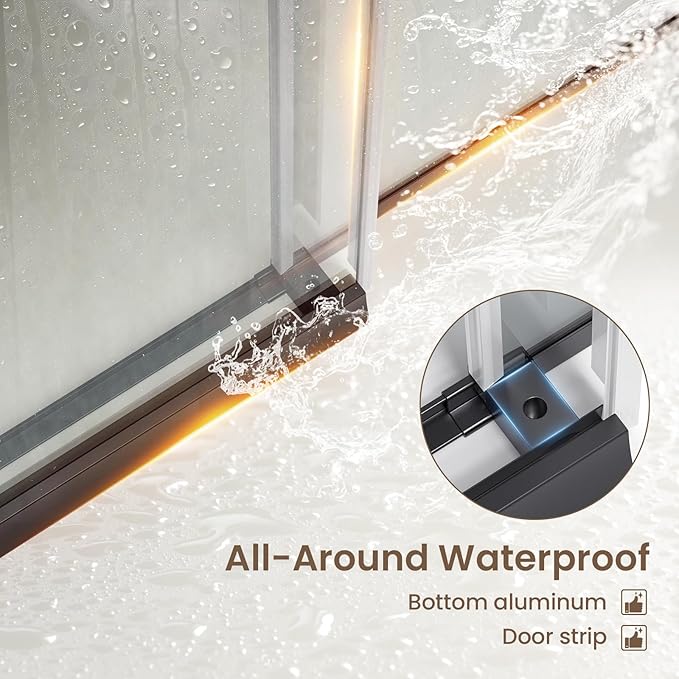Bathbliss Glass Shower Door 56"-60" Wx60 H,Frameless Sliding Glass Door with 5/16"(8mm) Tempered Glass Shower with Matte Black Finish