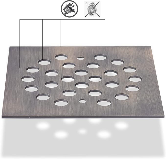 Square 4-1/4 Inch Screw-in Shower Drain Cover Replacement Square Floor Drainer Grate,Brushed Nickel,Brushed Gold,Oil Rubbed Bronze,Chrome (Antique Brass)