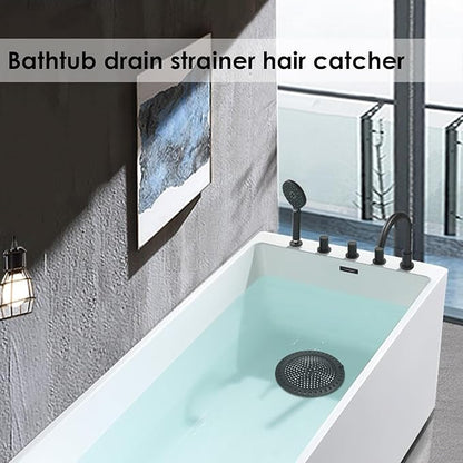 Hair Catcher Shower & Tub Drain Protector, Bathtub & Sink Drain Strainer, Flat & Round, Black