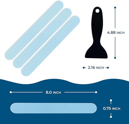 Anti-Slip Shower Stickers - Help Reduce Slipping in Bathtub & Shower, Blue Non-Slip Bath Strips, Strong Adhesive Bathtub Appliques Suitable for Homes with Kids, Adults & Seniors - 24 Pcs - Homergy