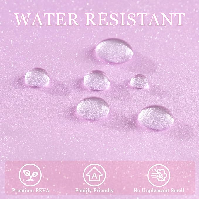 Dreamy Pink Glitter PEVA Shower Stall Curtain Long 48 x 78 inch, Waterproof Plastic Sparkle Shower Curtain Liner with Weighted Magnets, Bling Shimmery Bathroom Shower Curtain Rose Pink