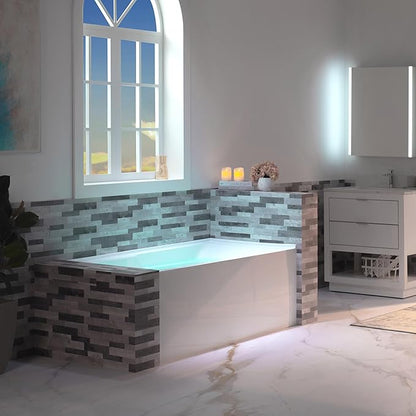 WOODBRIDGE 54" Acrylic Rectangular Alcove Soaking Bathtub in White with Left Drain, Brushed Gold pop-UP Drain Included BA5430L