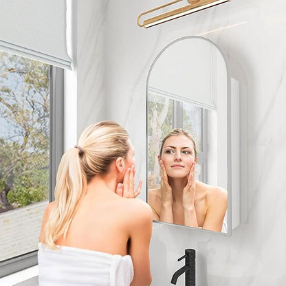 FKWin Silver Medicine Cabinet Mirror, Surface Mount Bathroom Storage Cabinet with Mirror for Left or Right Opening, not Recessed, Modern Vanity Mirror, Silver, 20x30 inch