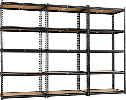 LEVELEVE 5-Tier Storage Shelving Unit, 2020 lbs Capacity, Heavy Duty Adjustable Metal Utility Shelf, 48" L x 18" W x 73" H for Garage, Kitchen, Pantry, Basement, Bathroom, Laundry, 3 Pack