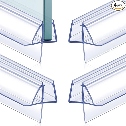 Frienda 4 Pcs Shower Door Bottom Seal 1/4" x 36'' Clear PVC Glass Door Sweep Shower Frameless Seal Strip for Replacement Stopping Leaks and Creating Water Barrier