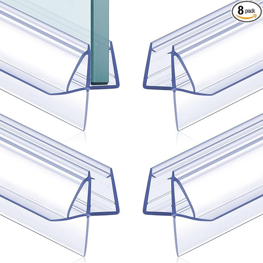 Frienda 8 Pcs Shower Door Bottom Seal 3/16" x 36'' Clear PVC Glass Door Sweep Shower Frameless Seal Strip for Replacement Stopping Leaks and Creating Water Barrier