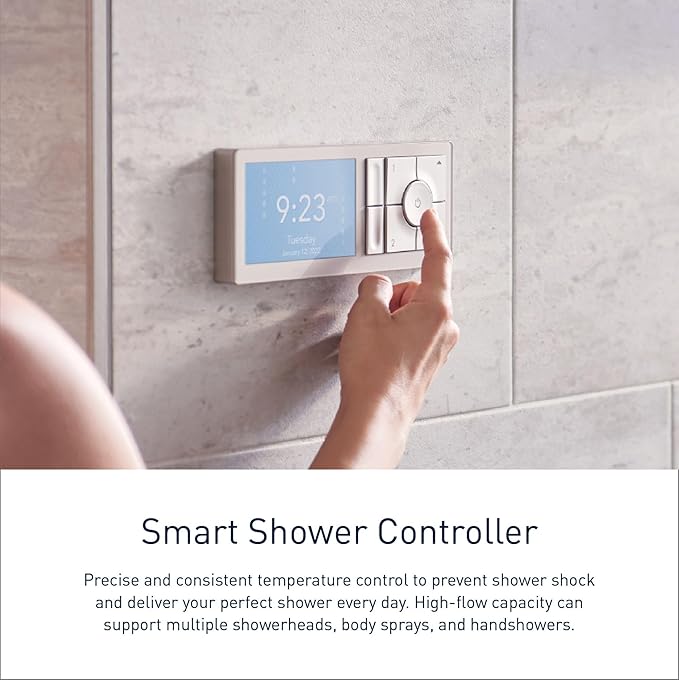 Moen Matte Black Smart Shower 2-Outlet Digital Water System Controller for Thermostatic Shower Valve, TS3302BL
