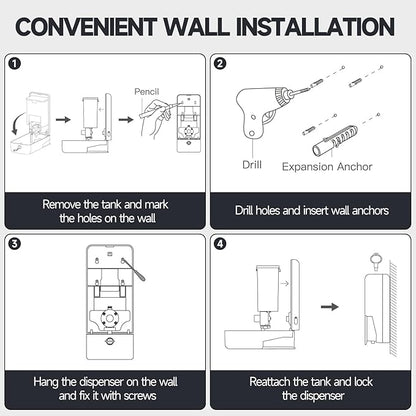 27oz (800 ml) Manual Wall Mounted Soap Dispenser, Ideal for Commercial Bathrooms Restaurants Hotels, Use with Liquid Hand Soap Shampoo, ABS Silver