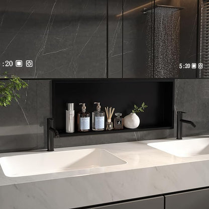 Neodrain 30X12Inch Shower Niche, Matte Black Wall Cubby Stainless Steel Wall Shelf NO Tile Needed Recessed Niche Shower for Bathroom Storage