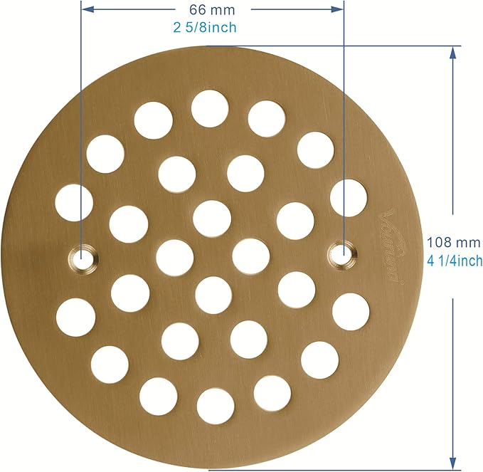 4-1/4Inch Screw-in Shower Strainer Drain Cover Replacement Floor Strainer Floor Drain (Brushed Gold)