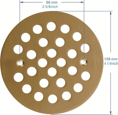 4-1/4Inch Screw-in Shower Strainer Drain Cover Replacement Floor Strainer Floor Drain (Brushed Gold)