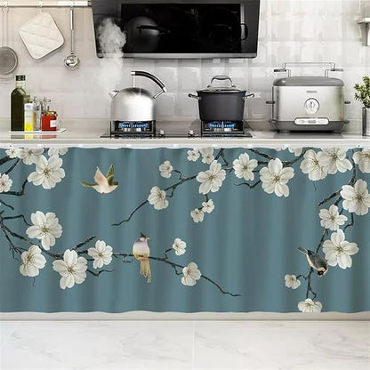 SK Studio Short Curtains for Kitchen, Cabinet Shelf Dust-Proof Blackout Tier Cafe Curtain Under Sink Skirt for Bathroom Laundry Room Style 17, 23.6" W x 27.6" H