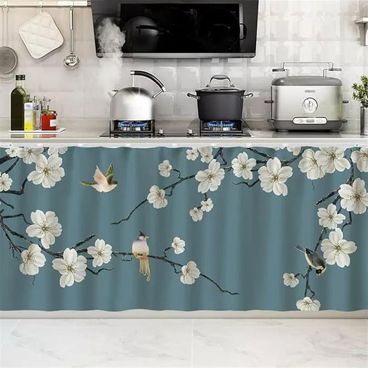 SK Studio Short Curtains for Kitchen, Cabinet Shelf Dust-Proof Blackout Tier Cafe Curtain Under Sink Skirt for Bathroom Laundry Room Style 17, 23.6" W x 27.6" H
