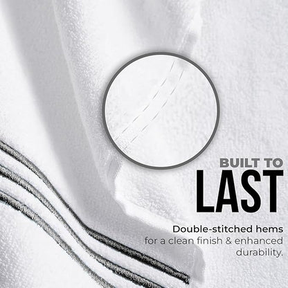 8-Piece Premium Towel Set, 2 Bath Towels, 2 Hand Towels, and 4 Wash Cloths, 100% Ring Spun Cotton Highly Absorbent Towels for Bathroom, Gym, Hotel, and Spa