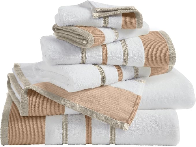 Great Bay Home Decorative Bath Towel Set - Luxury Cotton 6 Piece Towel Set - 2 Bath Towels, 2 Hand Towels, 2 Washcloths - Luxurious, Ultra-Soft, Durable Towel for Bathroom Decor (Clay/Taupe)