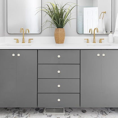 Ravinte 10 Pack Drawer Pulls 1-1/4 Inch White Kitchen Cabinet Knobs Solid Round Dresser Handles for Simple Cupboard Hardware