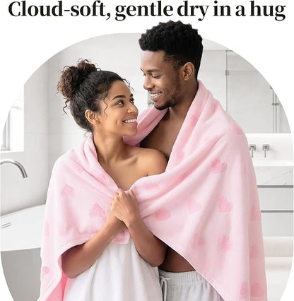 VOOVA & MOVAS Valentines Day Hand Towels 4-Pack, 100% Soft Cotton 18x28 Inch Hand Towels with Decorative Jacquard Heart,Baby Pink