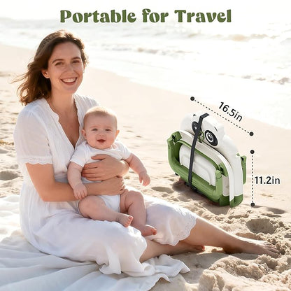 Collapsible Baby Bathtub for Newborn to Toddler, Portable Baby Bath Tub with Floating Cushion and Thermometer, Infant Bathtub for 0-24 Months(Green)