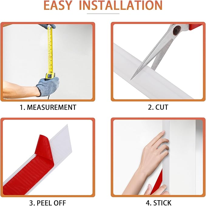 Peel and Stick Chair Rail Panel Molding, 240''L x 2.36''W Strong Self Adhesive TPE Wall Moulding Trim for Home DIY Decoration (Paintable White)