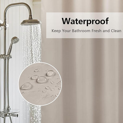 Waterproof Fabric Long Shower Curtain Liner with 3 Extra-Large Magnets, 72 x 78 inch Extra Long Khaki Cloth Shower Liner Machine Washable, Hotel Quality Lightweight Shower Curtain for Bathroom