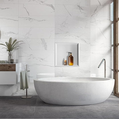 12" X 12" Shower Niche Insert Tile Ready, Niche for Shower Wall, Stainless Steel Recessed Shelf No Tile Needed for Bathroom Storage, White