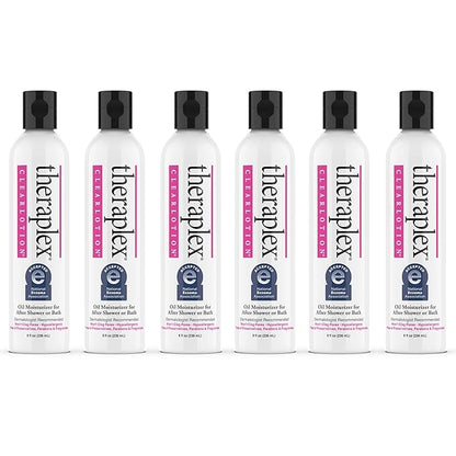 Theraplex Clear Emollient Lotion (8 oz) - No Parabens or Preservatives, Noncomedogenic and Hypoallergenic, Fragrance Free, Dermatologist recommended (6 Pack Pour)