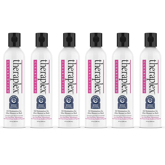 Theraplex Clear Emollient Lotion (8 oz) - No Parabens or Preservatives, Noncomedogenic and Hypoallergenic, Fragrance Free, Dermatologist recommended (6 Pack Pour)