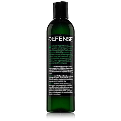 Defense Soap Peppermint Tea Tree Body Wash | All Natural Organic Shower Soap for Athletes | Odor Control & Skin Fungal Protection for Sports, Post Workout & Recovery - 8 oz