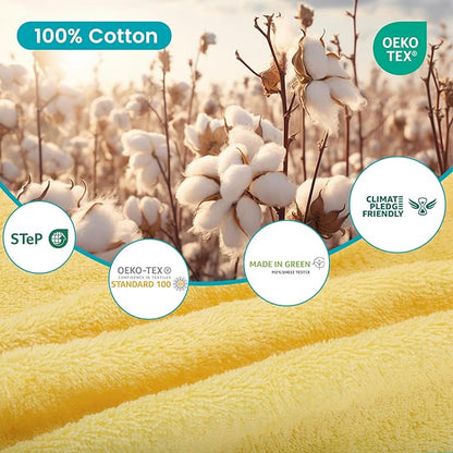 SEMAXE 12-Piece Family Bathroom Towel Set - 100% Cotton, 4 Bath Towels, 4 Hand Towels, 4 Washcloths, Ultra-Soft and Super Absorbent, Lighter Weight