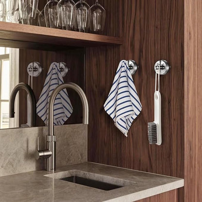 YOHOM Suction Cup Hooks for Shower Wall Bathrooms Towels Hook for Glass Door Heavy Duty (Silver, 4 PCS)