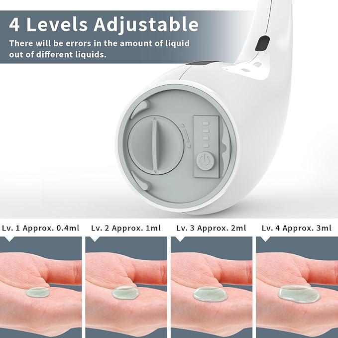 Automatic Liquid Soap Dispenser,300ML Touchless 4 Gear Adjustable,Countertop Electric Battery Operated White Hand Soap Dispenser with Sensor for Bathroom,Kitchen,Office