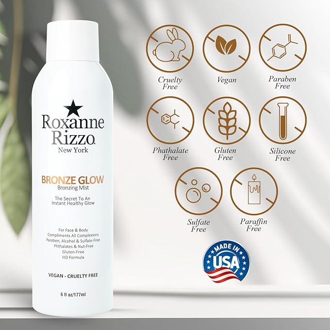 Bronze Glow – Instant bronzer Spray Mist for Face and Body – Hydrating Tanning Mist with Bronzer – Blends into All Skin Tones – Celebrity Favorite Bronzer Spray – 6 oz