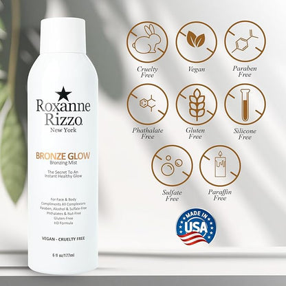 Bronze Glow – Instant bronzer Spray Mist for Face and Body – Hydrating Tanning Mist with Bronzer – Blends into All Skin Tones – Celebrity Favorite Bronzer Spray – 6 oz