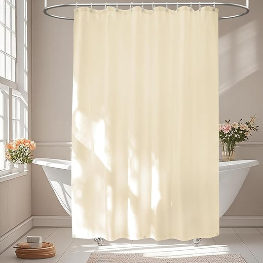 Waterproof Fabric Long Shower Curtain Liner with 3 Extra-Large Magnets, 72 x 78 inch Extra Long Cream Cloth Shower Liner Machine Washable, Hotel Quality Lightweight Shower Curtain for Bathroom