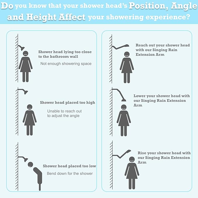 11 Inch Adjustable Shower Head Extension Arm With Locking Set Screw, Singing Rain Brass Angle Height Adjustable, Easy To Install, G1/2 Universal Connector Compatible (Oil Rubber Bronze)