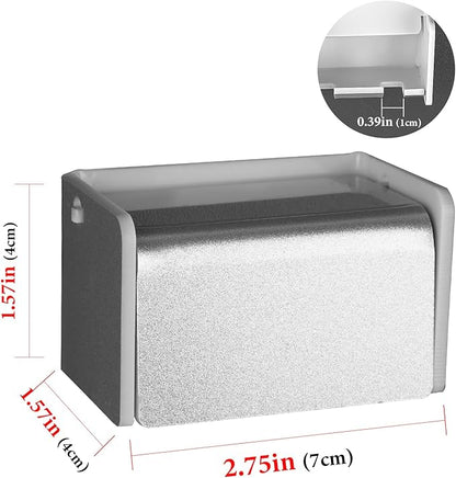 Toothbrush Holder Wall Mounted with Cover for Bathroom, 2 Slots Toothbrush Storage Organizer for Shower, Self Adhesive Toothbrush Hanger Rack for Dorm, Cabinet (Silver)