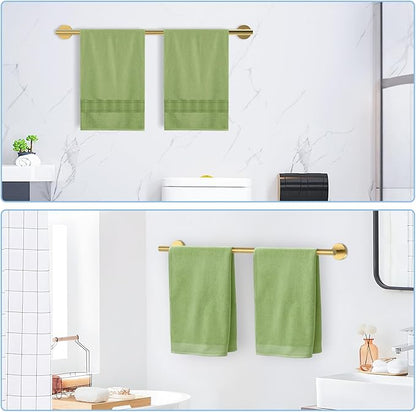 24 Inch Brushed Gold Towel Bar for Bathroom Wall, SUS304 Stainless Steel Bathroom Towel Rack Wall Mounted, Total Length 26-Inch Shower Towel Holder Rod, Modern Home Decor