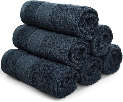 Cleanbear Extra Soft Wash Cloths Washcloths Set 6-Pack 13 x 13 Inches, Highly Absorbent Facecloths (Dark Gray)
