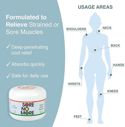 Sore No More Cool Relieving Gel for Aches & Pains in Muscles & Joints associated with Strains, Bruises & Sprains | Absorbs Quickly with a Refreshing Lemon Aroma | 8 oz Jar